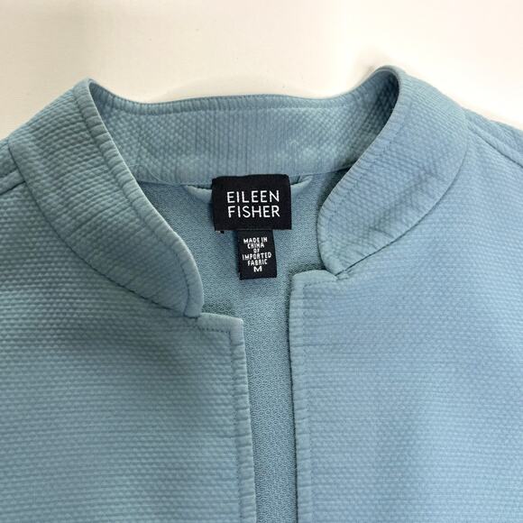Eileen Fisher Light Blue Cotton Lightweight Jacket Nehru Collar M - Picture 5 of 8